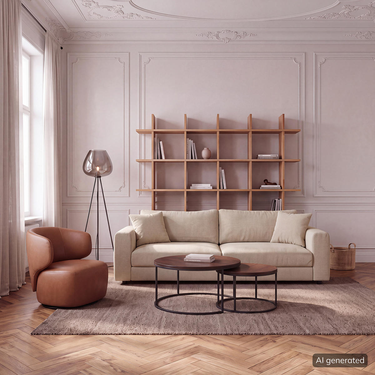 3-SITZER SOFA - Beige/Schwarz, Holz/Kunststoff (238/79/106cm) - home24