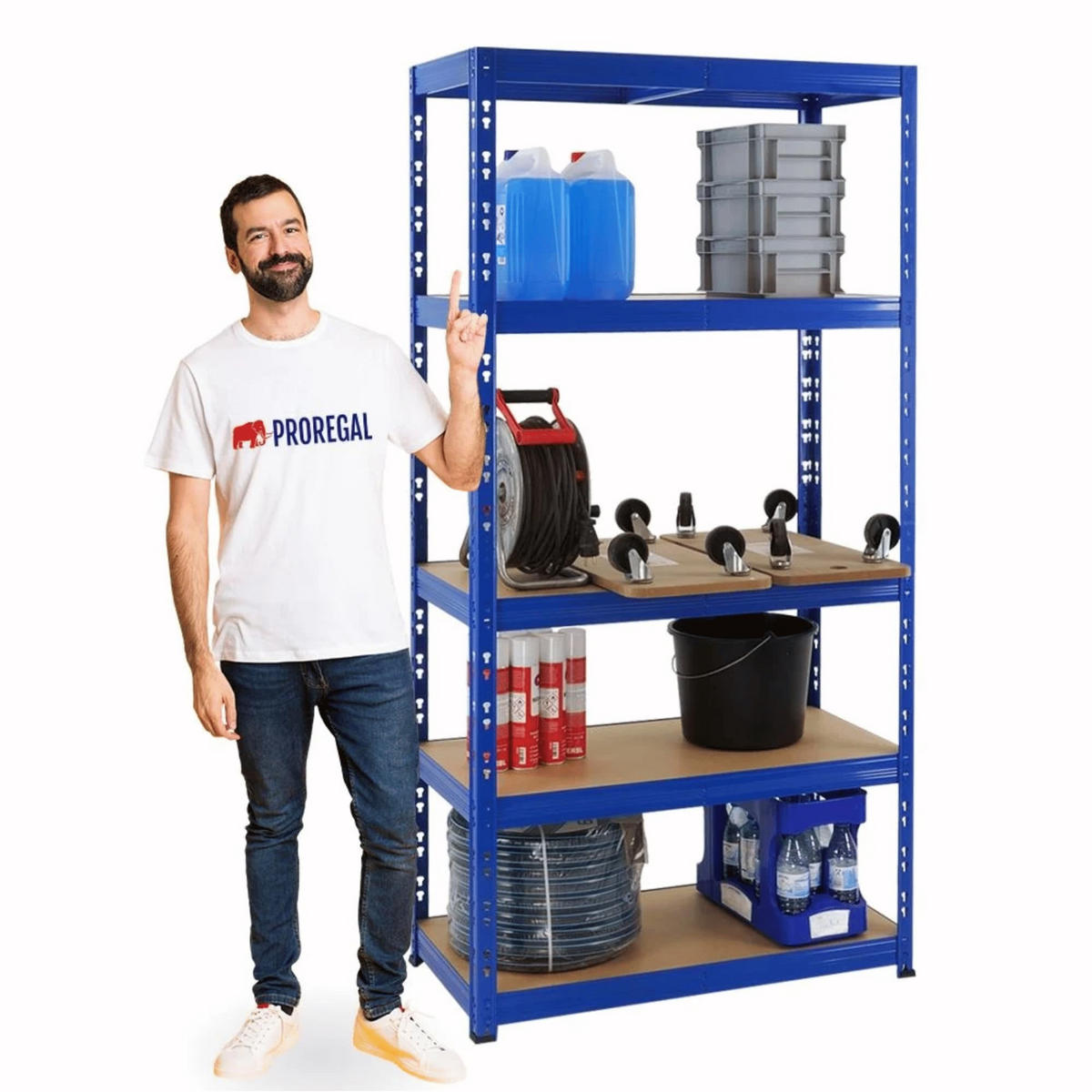 SCHWERLASTREGAL Tiger 180x90x45 cm Fachlast 265 kg Blau - Blau, Metall (90/180/45cm) - PROREGAL