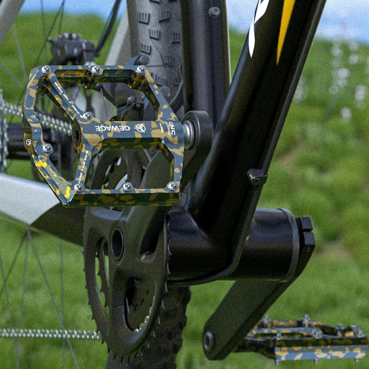 FAHRRADPEDALE Rennrad/Mountainbike Aluminiumlegierung Grau Tarnmuster 3 Lager - Multicolor, Metall (10.4/1.5/10.4cm)