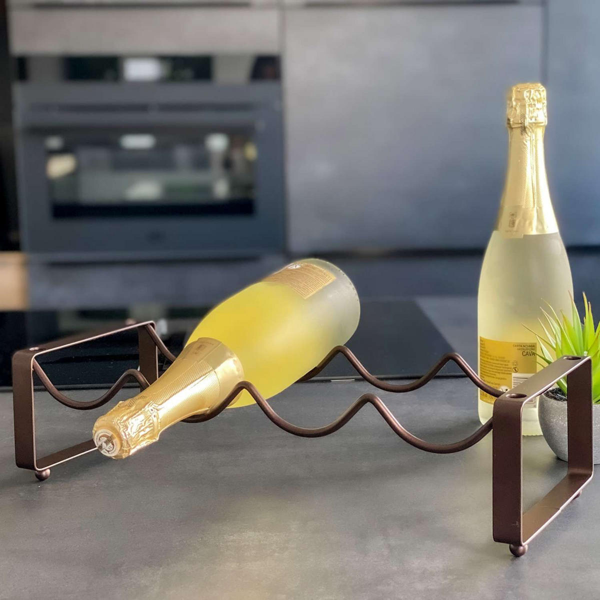 WEINREGAL aus Eisen für 4 Weinflaschen Stapelbar 43 / 17 / 11 cm - Schwarz, Metall (17/11/43cm)