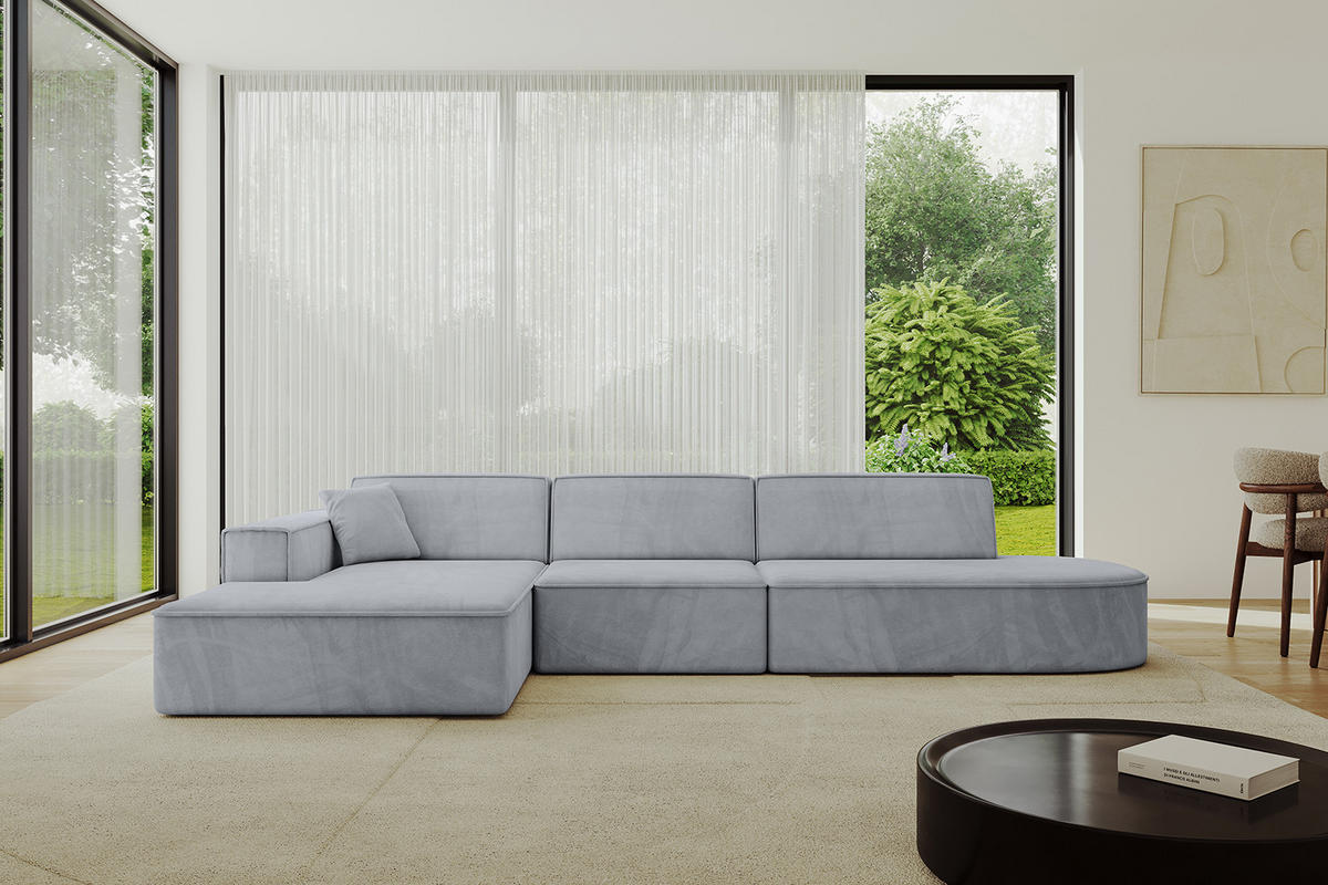 ECKSOFA Ottomane Links IREA-L2-v4 - 327x165x77 cm Grau - Titanfarben, Holzwerkstoff/Textil (327/165cm) - ALTDECOR