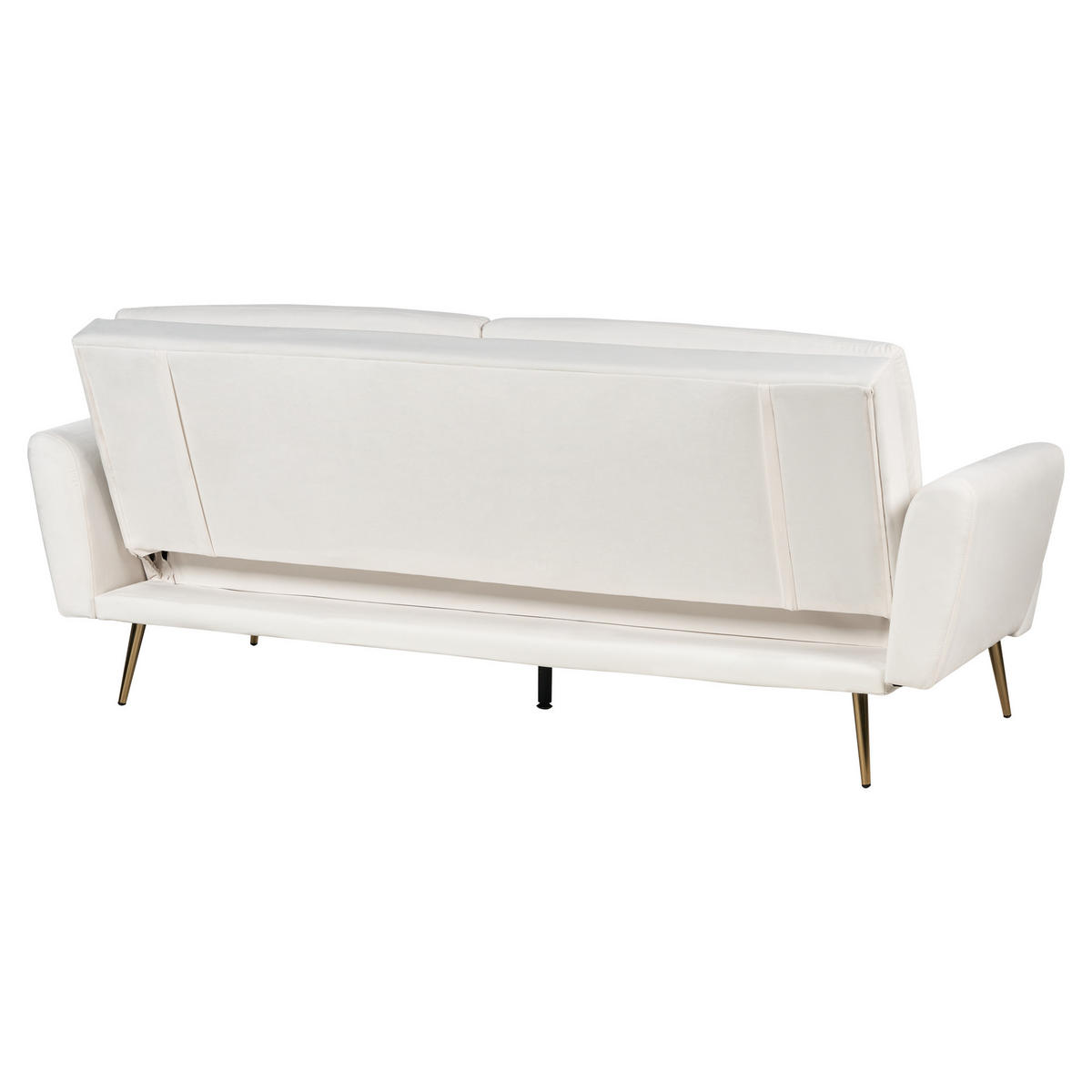 3-SITZER-SCHLAFSOFA Samtstoff Cremeweiß Vettre - Goldfarben/Weiß, Textil (210/88/84cm) - Beliani