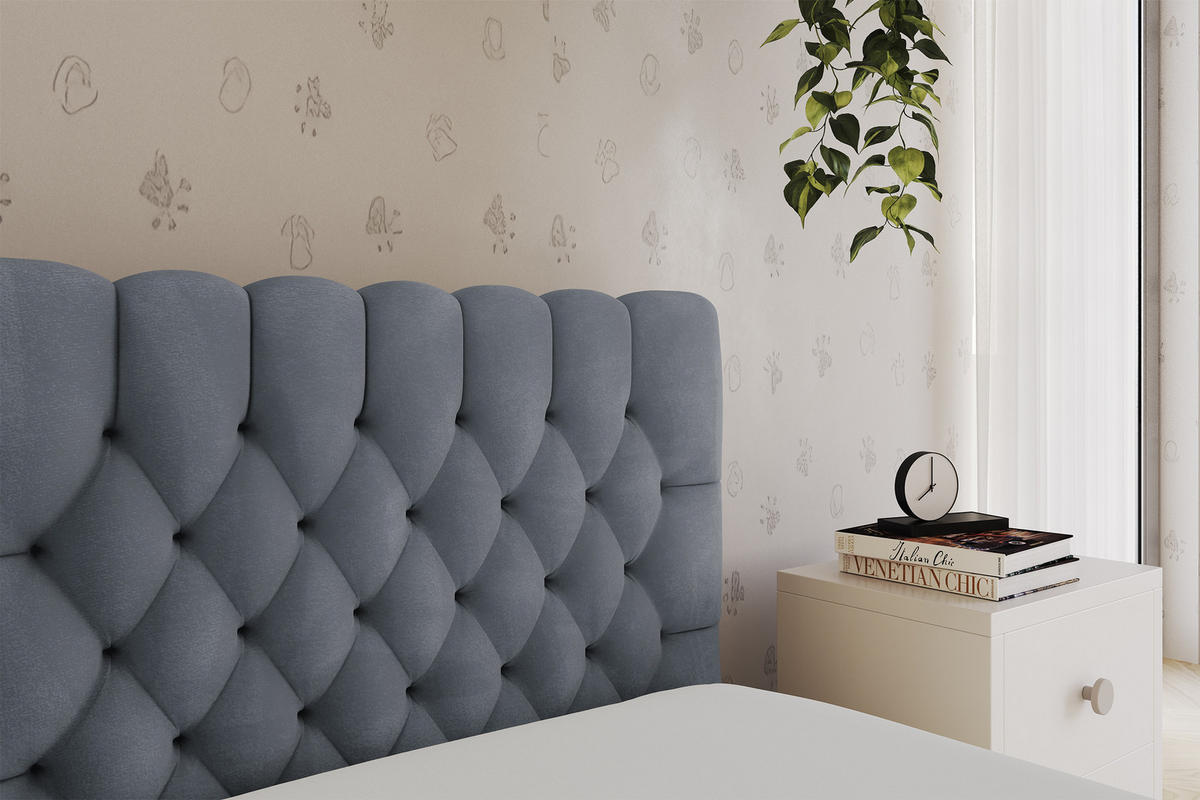 EINZELLBETT Jugendbett mit Bettkasten und Matratze H3/H4, Links - MULY 80x200 Grau - Grau, Holzwerkstoff/Textil (80/200cm) - ALTDECOR