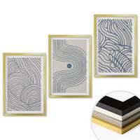 WANDBILDER 3er Set - 40x60 cm Goldrahmen - Abstrakte Linien, Wellenformen - Goldfarben, Kunststoff (40/60cm) - ArtPrintCave