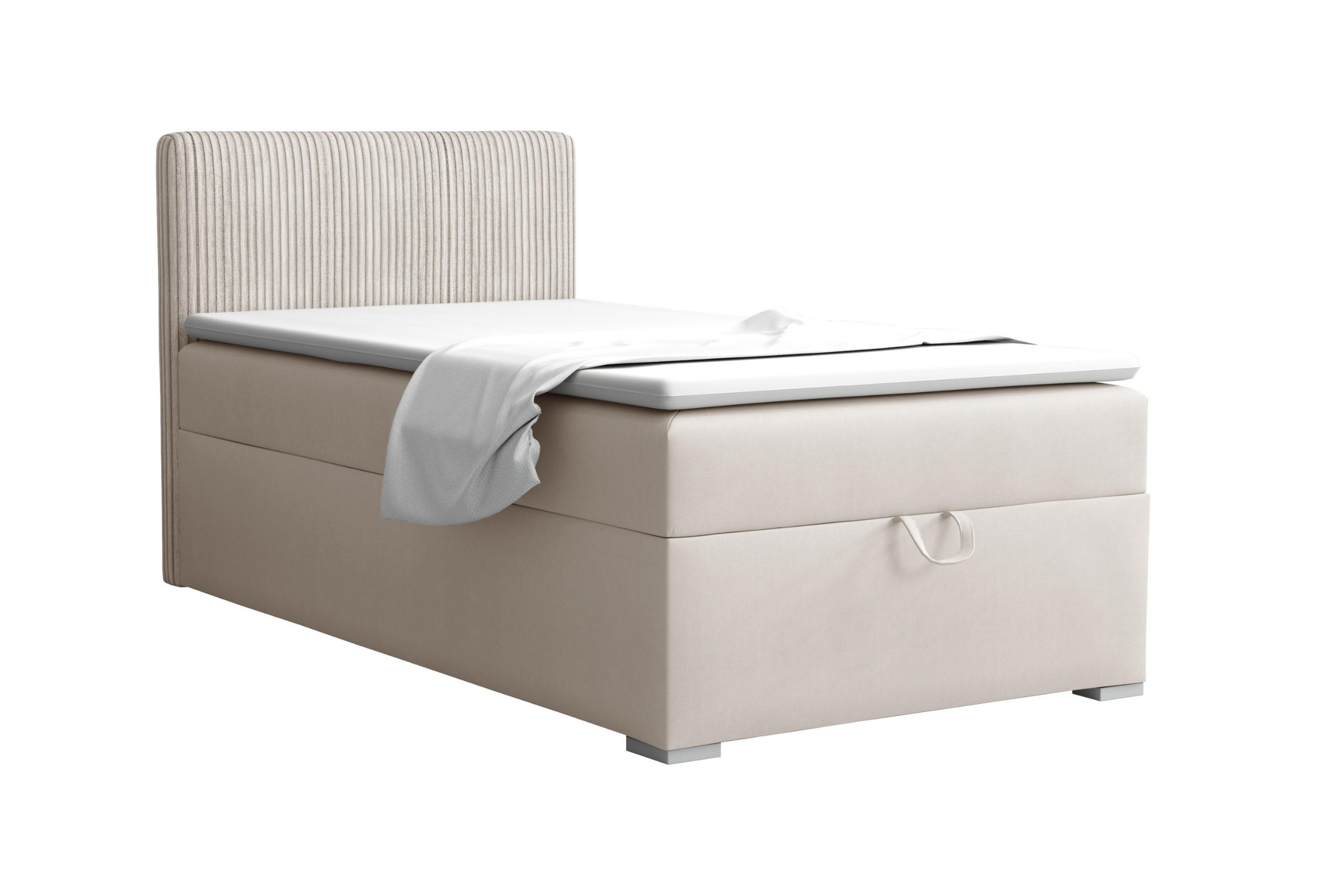 BOXBETT TEEN 4 90/200 Velours / Cord Ecru H3 - Ecru, Holz/Holzwerkstoff (90/200cm) - Deine Möbel 24