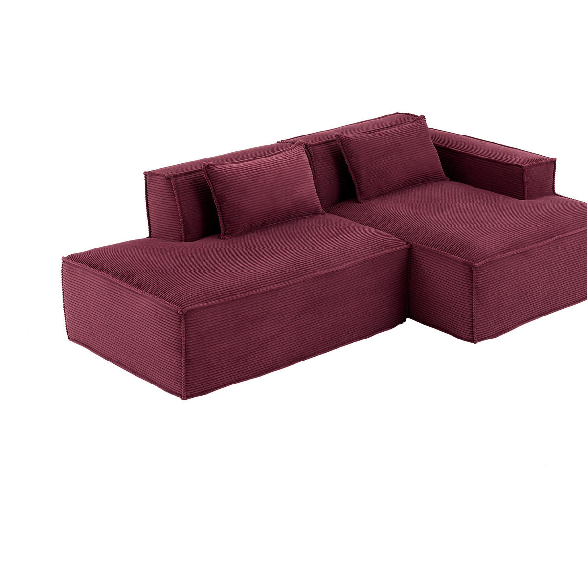 ECKSOFA DE-35208 mit 2 Kissen Rot - Rot, Textil (129/235cm) - ComfortXL