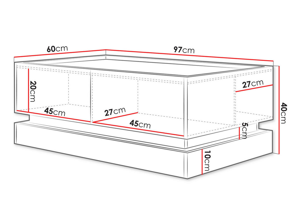 COUCHTISCH Zarpant L97 4K - Sandfarben/Eichefarben, Holzwerkstoff (60/97/40cm) - MIRJAN24