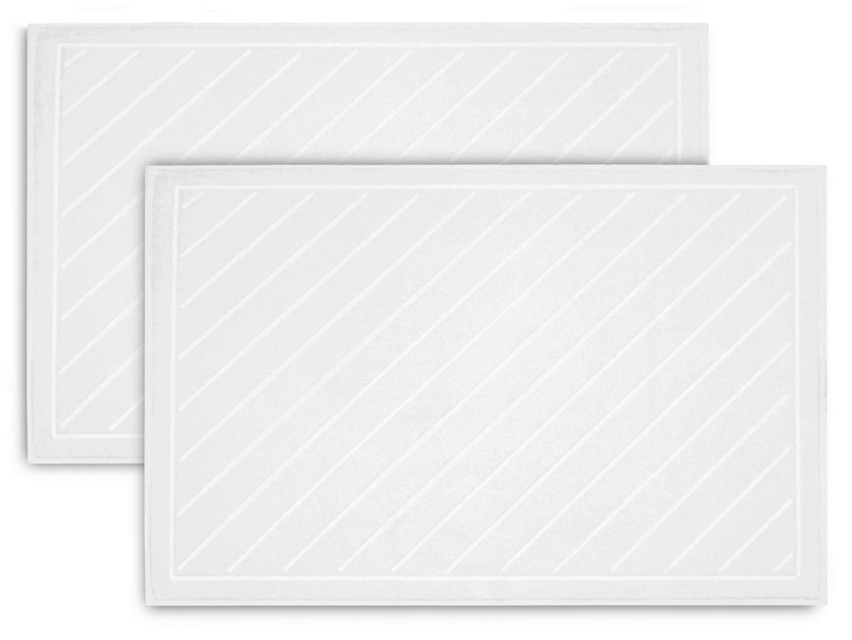 BADEMATTE, 2er-Set, 50x75 cm, 100% Baumwolle, Weiß - Weiß, Textil (50/70cm) - Zollner