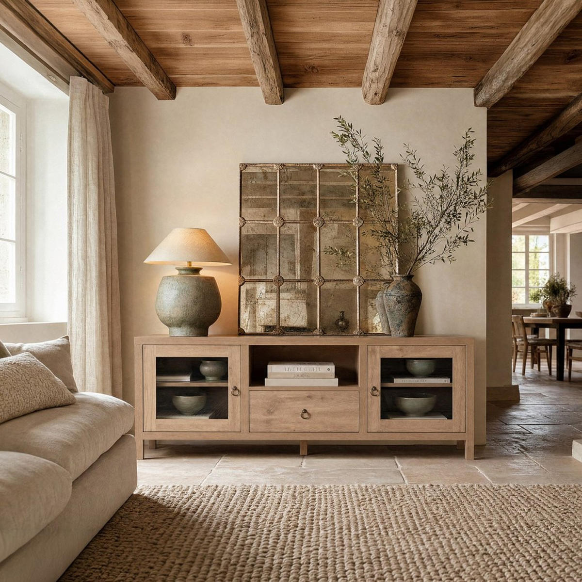 TV-ELEMENT Livorno Natürlich 160 cm x 60 cm - Naturfarben, Holzwerkstoff (160/60/40cm) - Klast Home