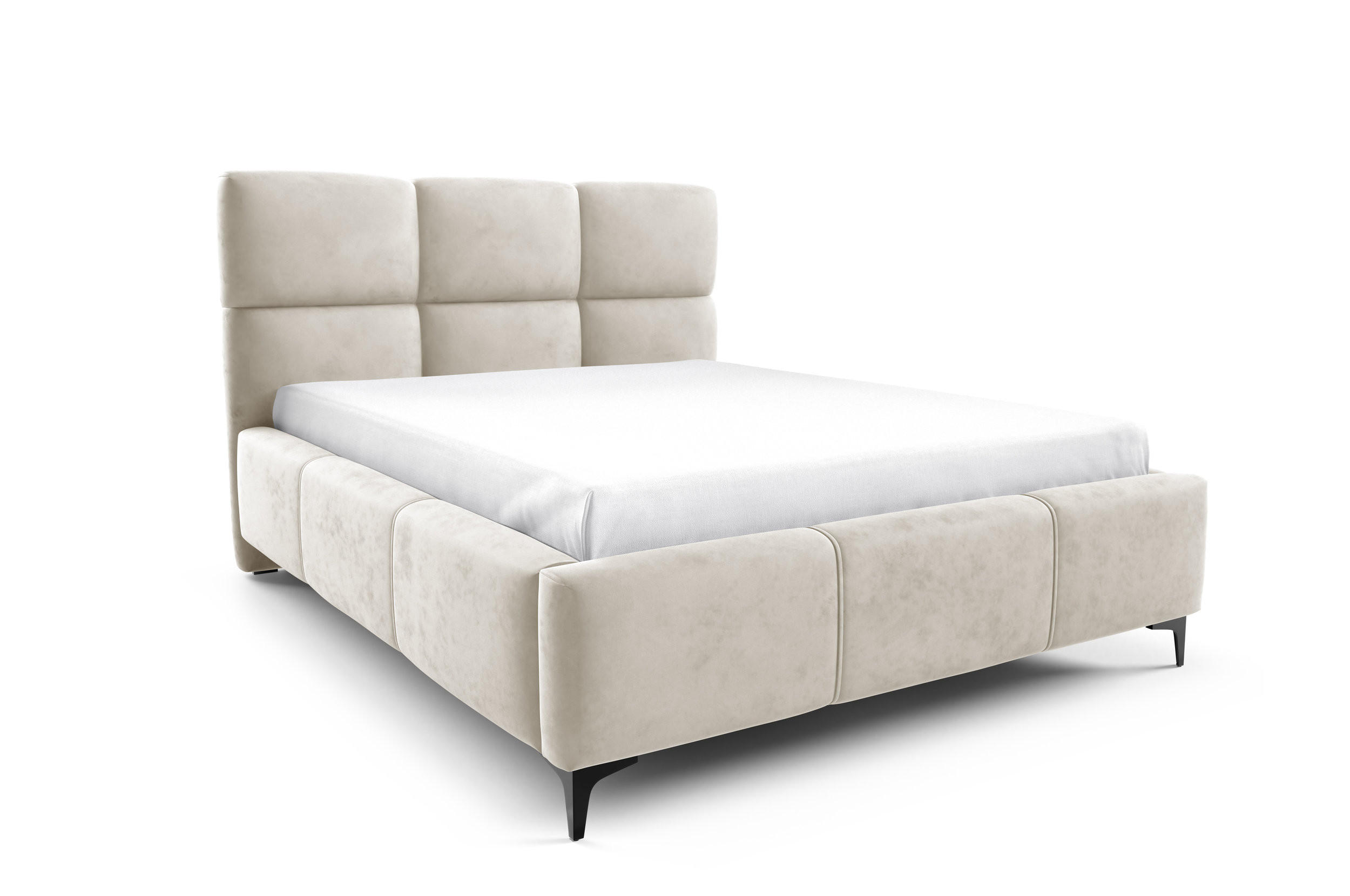 POLSTERBETT SENTO, 180x200 cm, Doppelbett mit Bettkasten, Velourstoff, Frabe: Beige - Beige, Holz/Textil (180/200cm)