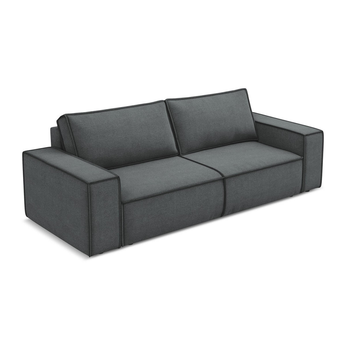 3-SITZER SOFA mit Schlaffunktion Strukturstoff Stoff Grau - Schwarz/Grau, Kunststoff/Textil (255/85/105cm) - LaMiaSofa