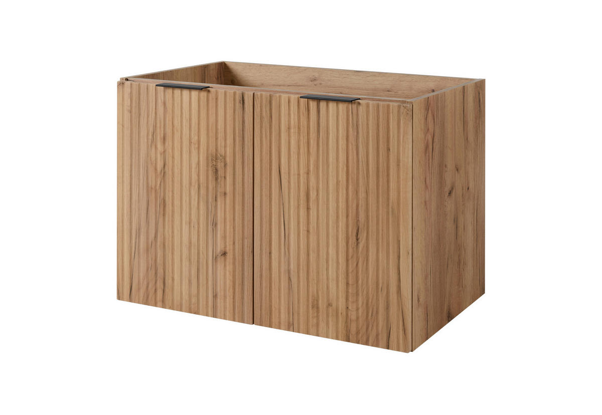 WASCHBECKUNTERSCHRANK FLOW + Platte Schwarz matt 140/57/46 cm - Schwarz, Holzwerkstoff (140/57/46cm) - Rodan