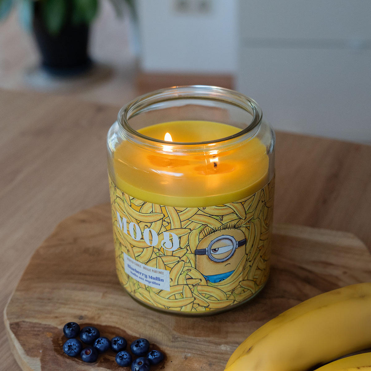 DUFTKERZE Minions - Gelb, Naturmaterialien/Glas (12.5cm)