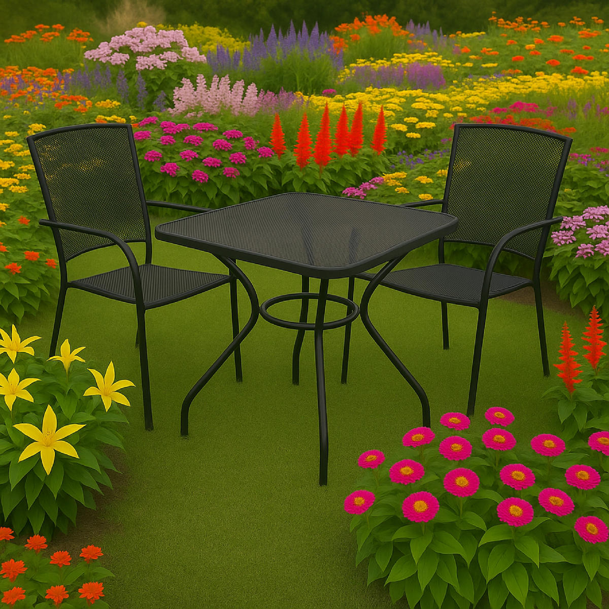 GARTENESSGRUPPE Glasgow - GARTEN-GARNITUR für 2 Personen - Gartenmöbel Set 3-teilig - Streckmetall anthrazit - Grau, Metall - TPFGarden