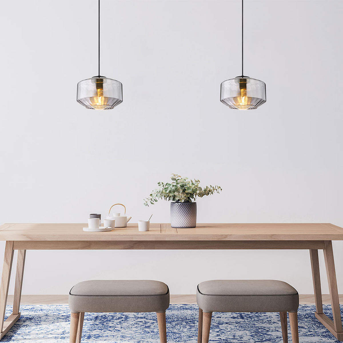 HÄNGELEUCHTE Metall Glas Schwarz - Schwarz, Glas (24/24/120cm) - Globo Lighting