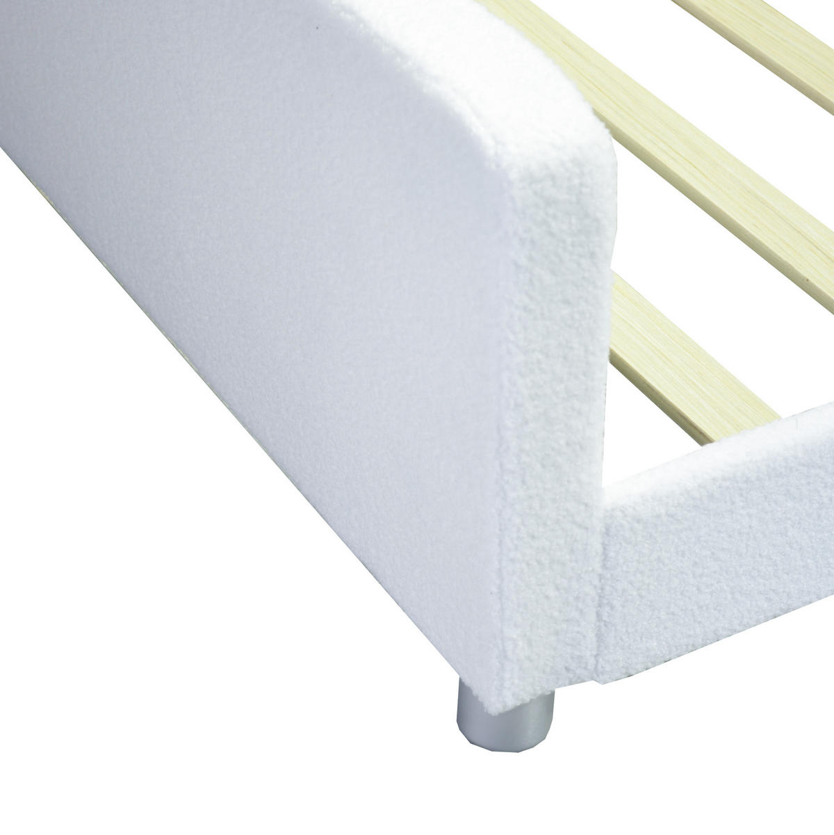 POLSTERBETT 214.5/95/42 cm Weiß aus Samt mit Rückenlehne - Weiß, Textil (90/200cm) - OKMYHOME
