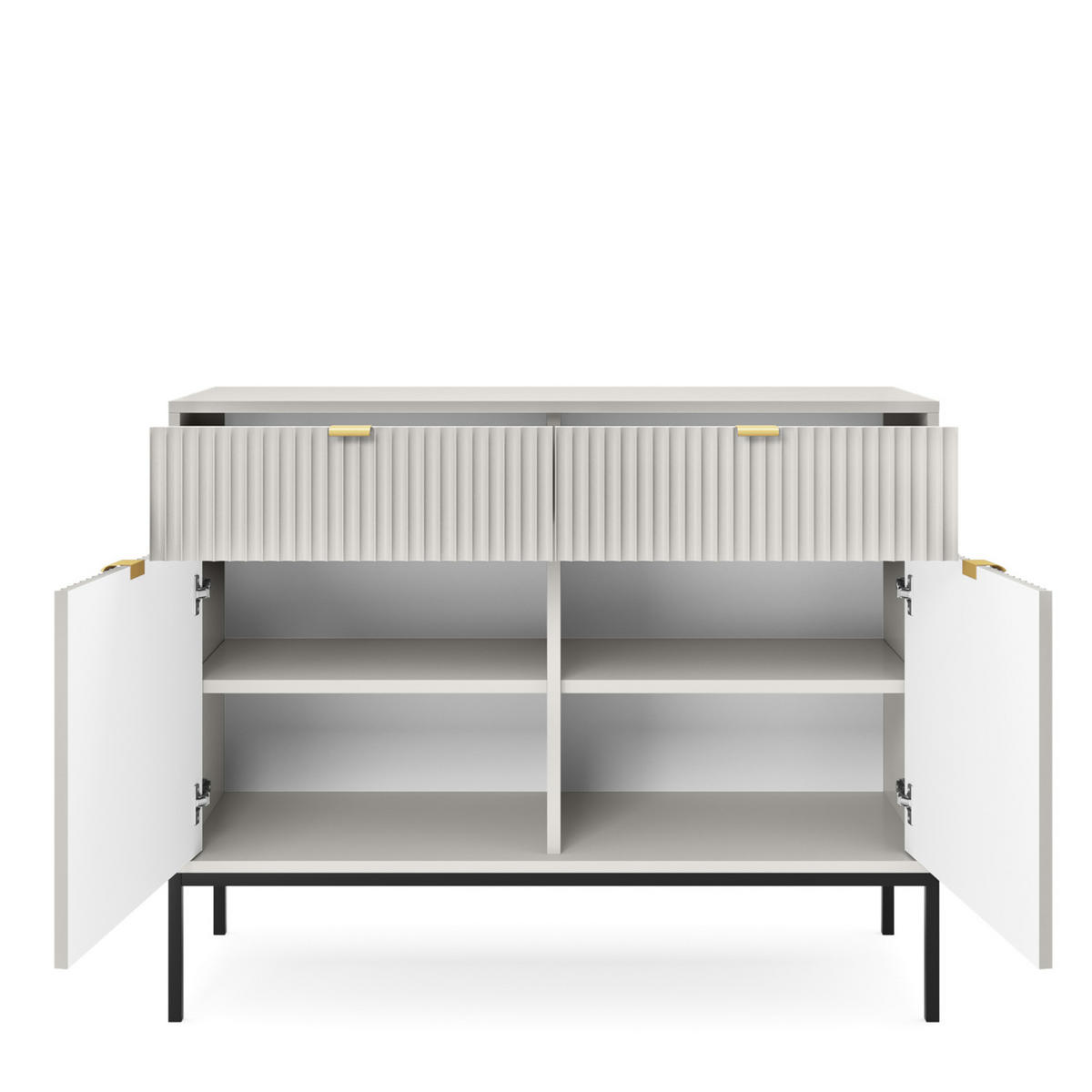 SIDEBOARD NANAIMO KOM2-2D2S Profilierte Fronten, Grau - Grau, Holzwerkstoff/Kunststoff (104/83/39cm) - Komodee