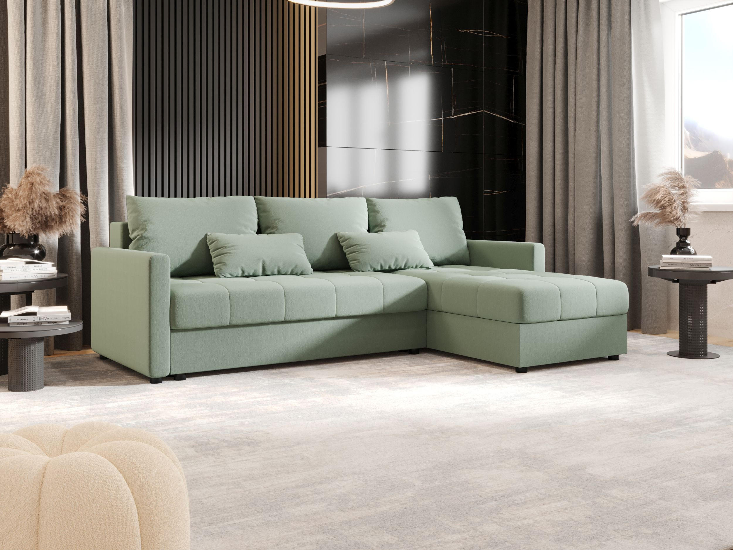 ECKSOFA MOS L BIS Cosmic 16 Rechts mit Schlaffunktion - Hellgrün, Textil (220/143cm) - Bedante