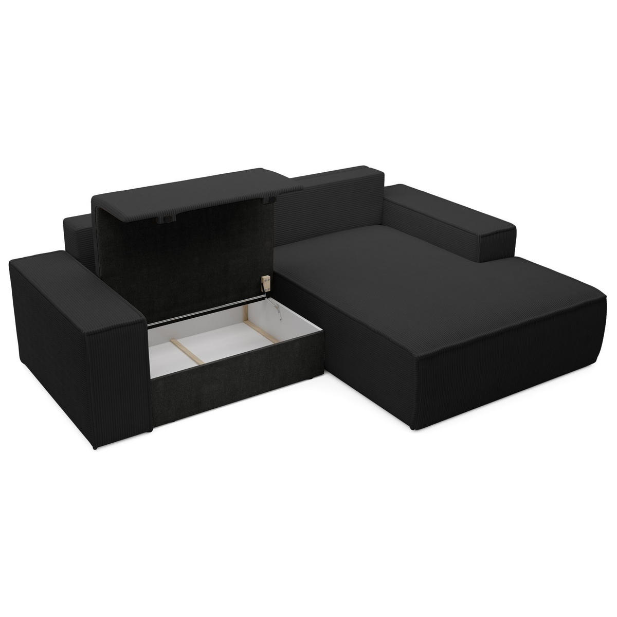 ECKSOFA Farese Mini mit Cordbezug Schwarz, rechts - Schwarz, Textil (240/167cm) - Selsey