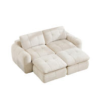 SOFA 194/160/68 cm in Beige aus Chenille mit flexibler Kombination - Beige, Textil (160/68/194cm) - Flora Grace