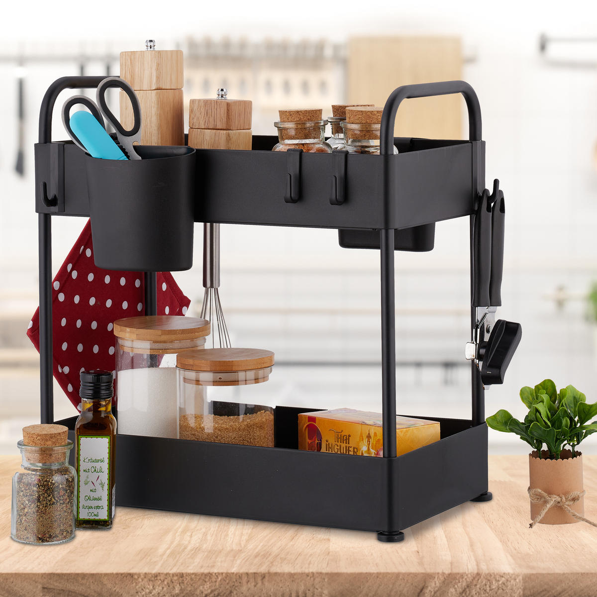 POLIČKA pod drezom - čierna, kov/plast (22/42.5/40cm) - Relaxdays