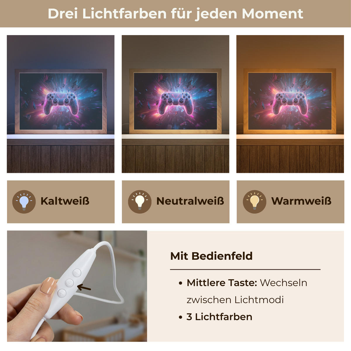 NACHTTISCHLAMPE Controller - Neon - Explosion - Abstrakt 30x20 cm - Violett, Holzwerkstoff (8/30/20cm)