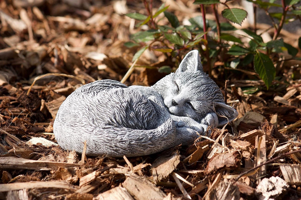 STEINFIGUR kleine Katze Tinka eingerollt frostfest Steinguss - Grau, Stein (17/8/14cm) - stoneandstyle
