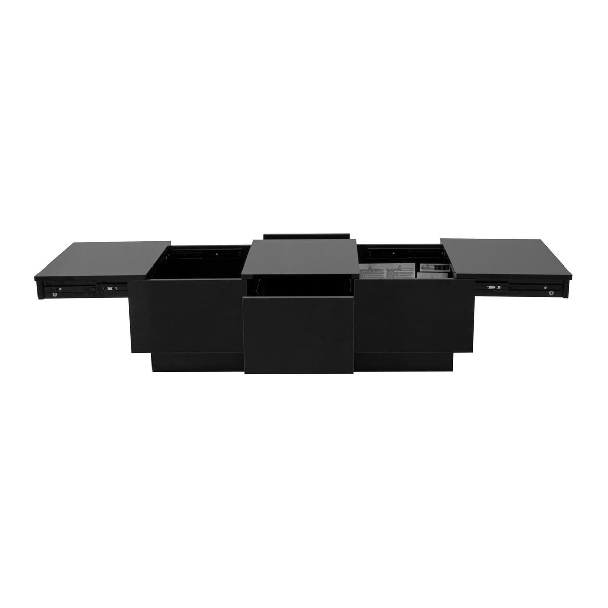 COUCHTISCH aus Spanplatte 100x50x23 cm Schwarz mit Schiebefächern und 2 Schubladen - Schwarz, Holzwerkstoff (100/50/23.5cm) - IVMEU