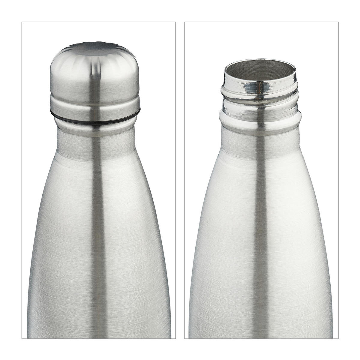 EDELSTAHL-TRINKFLASCHE - Silberfarben, Metall (0.5L) - Relaxdays