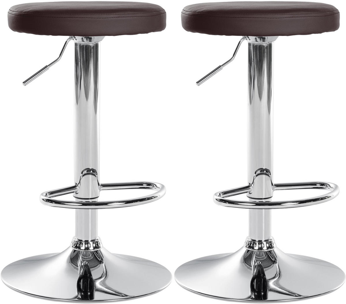 BARHOCKER 2er Set Lederlook braun - Braun, Textil/Metall (38.5/60/38.5cm) - CLP