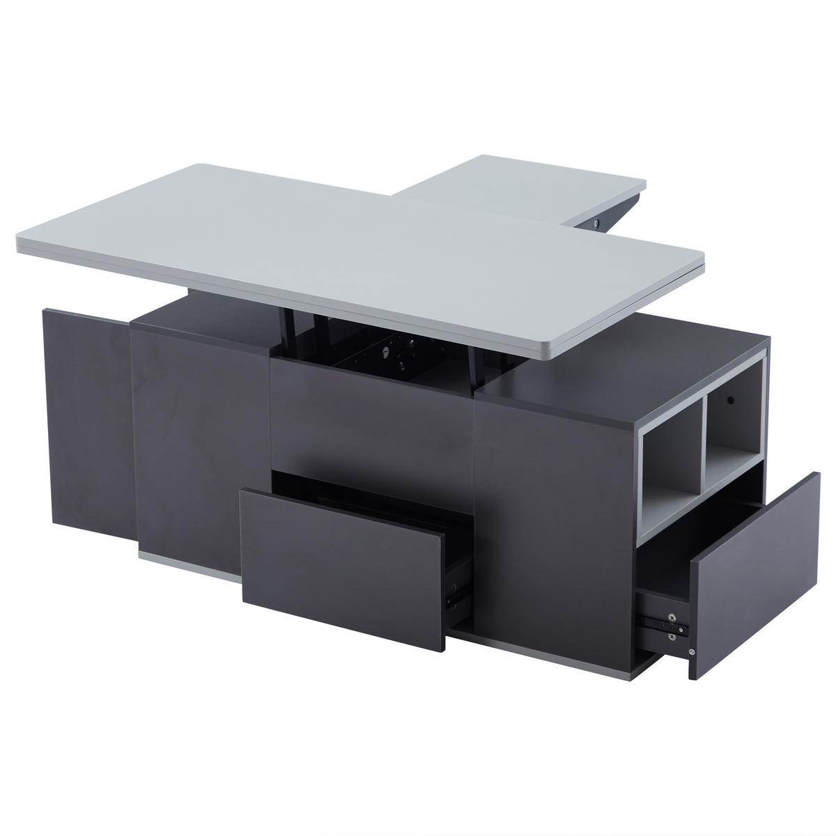 COUCHTISCH Grau Mit Lift-Top-Funktion & multifunktionalem Stauraum - Grau, Holzwerkstoff (51/100/47cm) - Urban Meuble