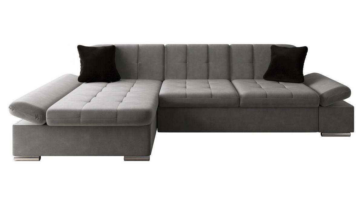 ECKSOFA Malwi, Seite: Links - Alufarben/Schwarz, Holz/Textil (278/161cm) - MIRJAN24