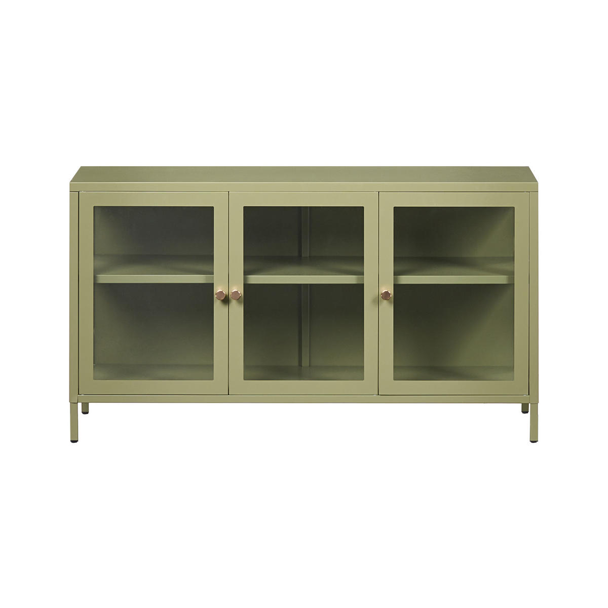 SIDEBOARD mit Glastüren Metall 115 cm Grün Newport - Goldfarben/Grün, Metall (115/64/35cm) - Beliani