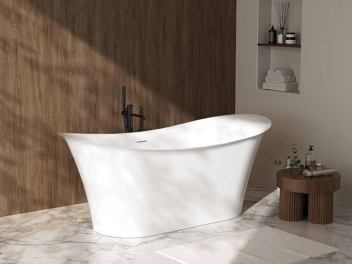 FREISTEHENDE Badewanne - 160 cm x 79 cm - acryl - weiß Kyron - Weiß, Kunststoff (160/66/79cm) - Vente-Unique