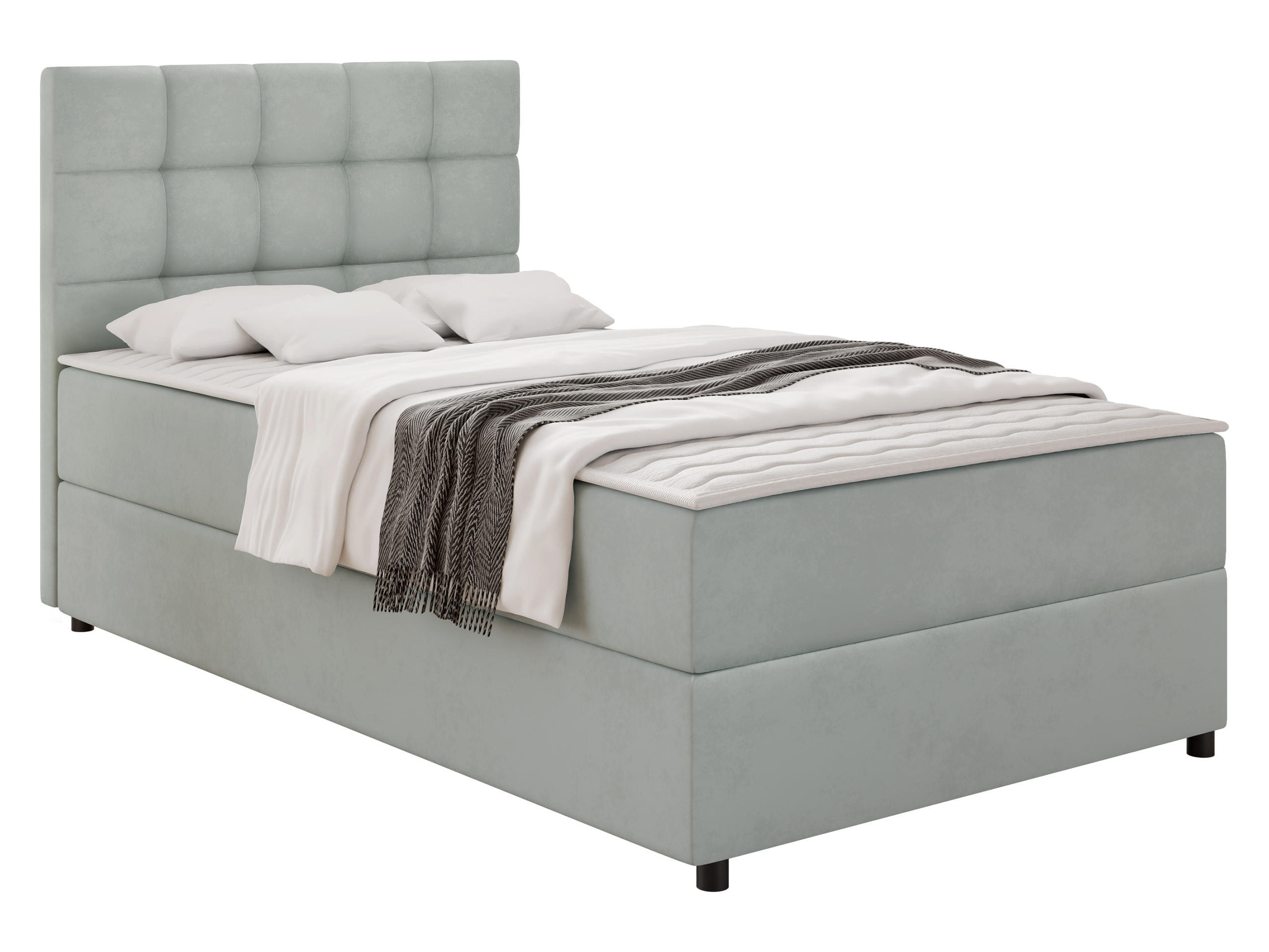 BOXBETT Lind - H3 - Hellgrau/Schwarz, Holz/Holzwerkstoff (90/200cm) - MIRJAN24