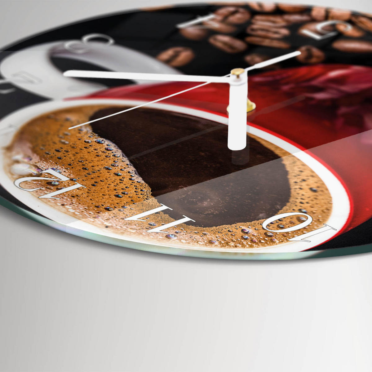 WANDUHR fi30 cm - Tasse Kaffee - Braun, Glas (30/30/0.4cm) - TULUP