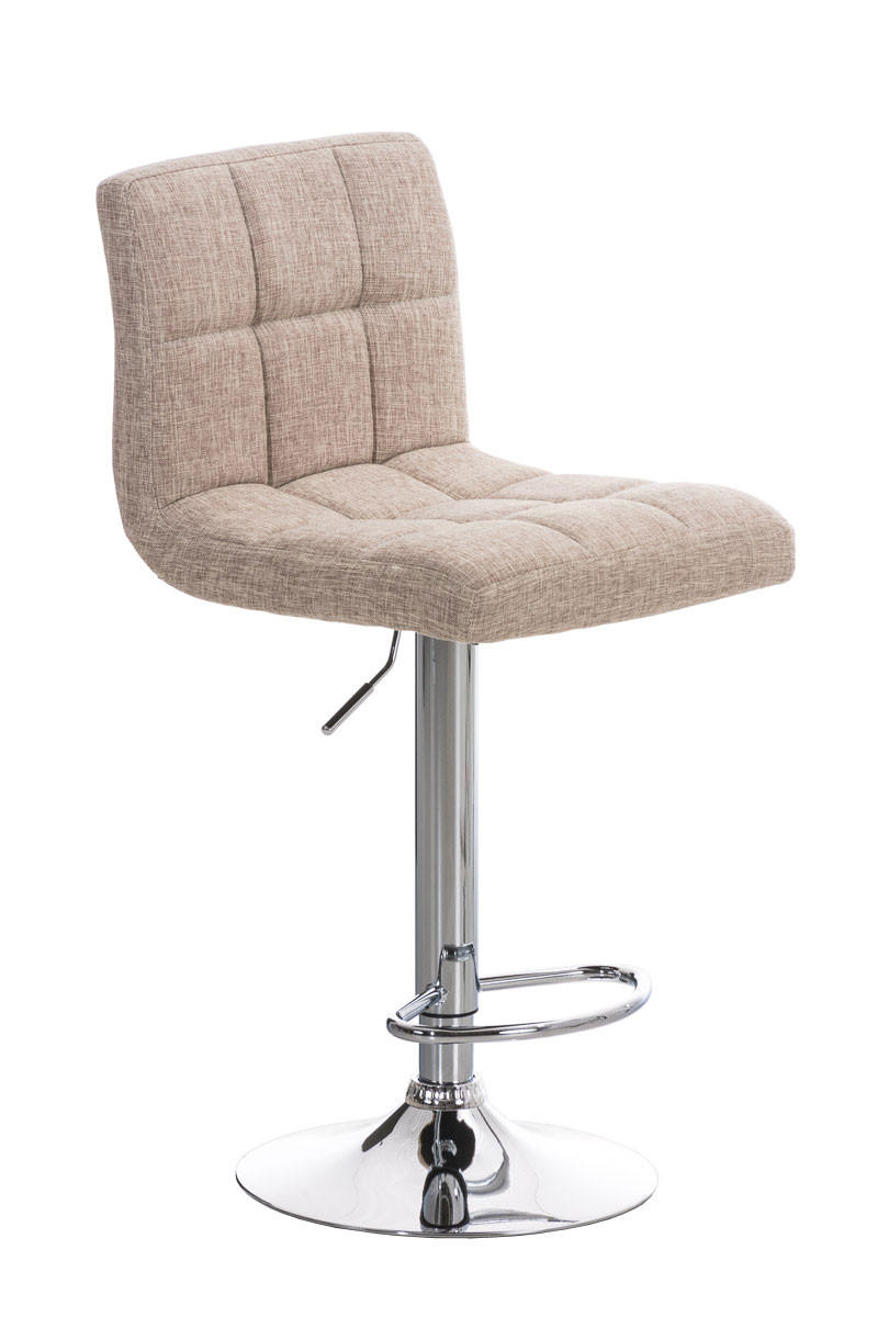 BARHOCKER Rezar Stoff Creme Silber - Creme, Textil/Metall (46/94/47cm) - DELUKE