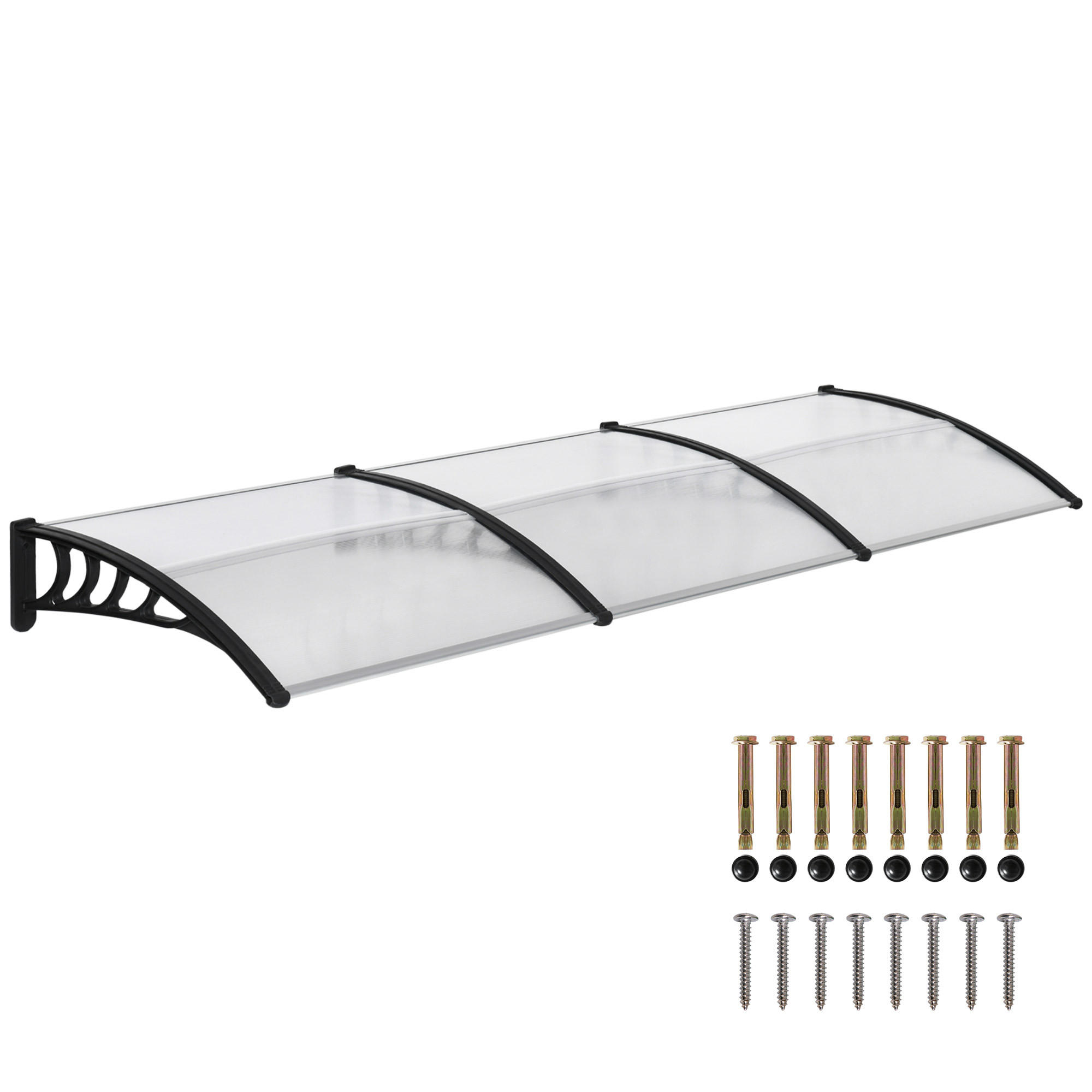 VORDACH DE-13983 Polycarbonat/Aluminium 303/96/27 cm, UV-Schutz Grün - Transparent, Kunststoff (96/27/303cm) - ComfortXL