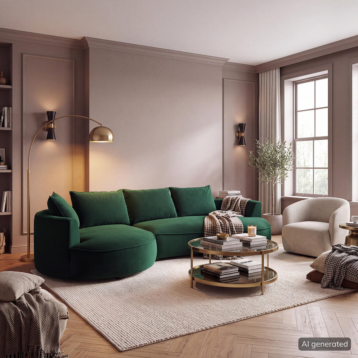 BIGSOFA - Dunkelgrün, Naturmaterialien/Kunststoff (322/82/154cm) - home24