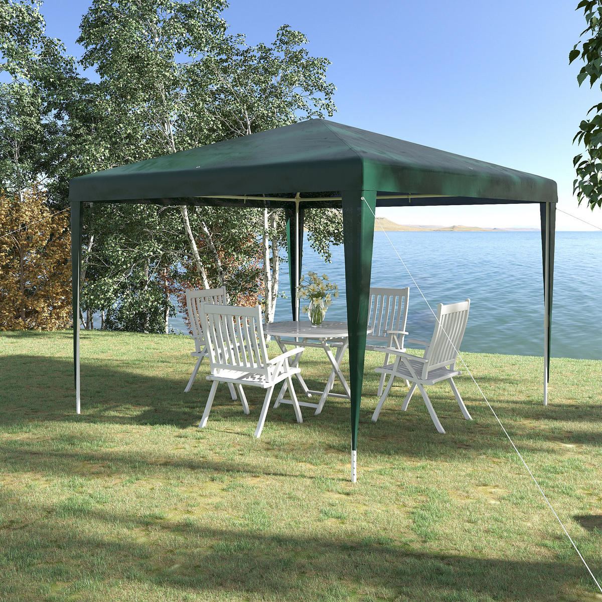 GARTENPAVILLON, Stahlrahmen mit Abflusslöchern, metallfarben - Dunkelgrün, Metall (15/17/112cm) - Vallsero