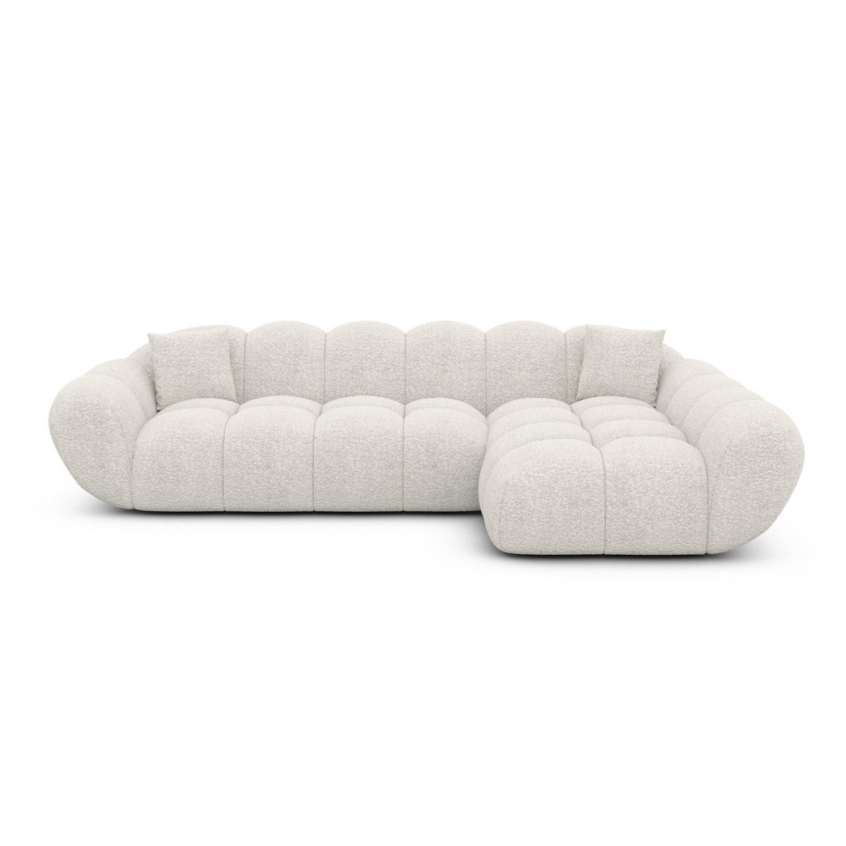 ECKSOFA Liva Weiß Bouclé L-Form Rechts - Weiß, Textil (160/265cm) - VAROYAL