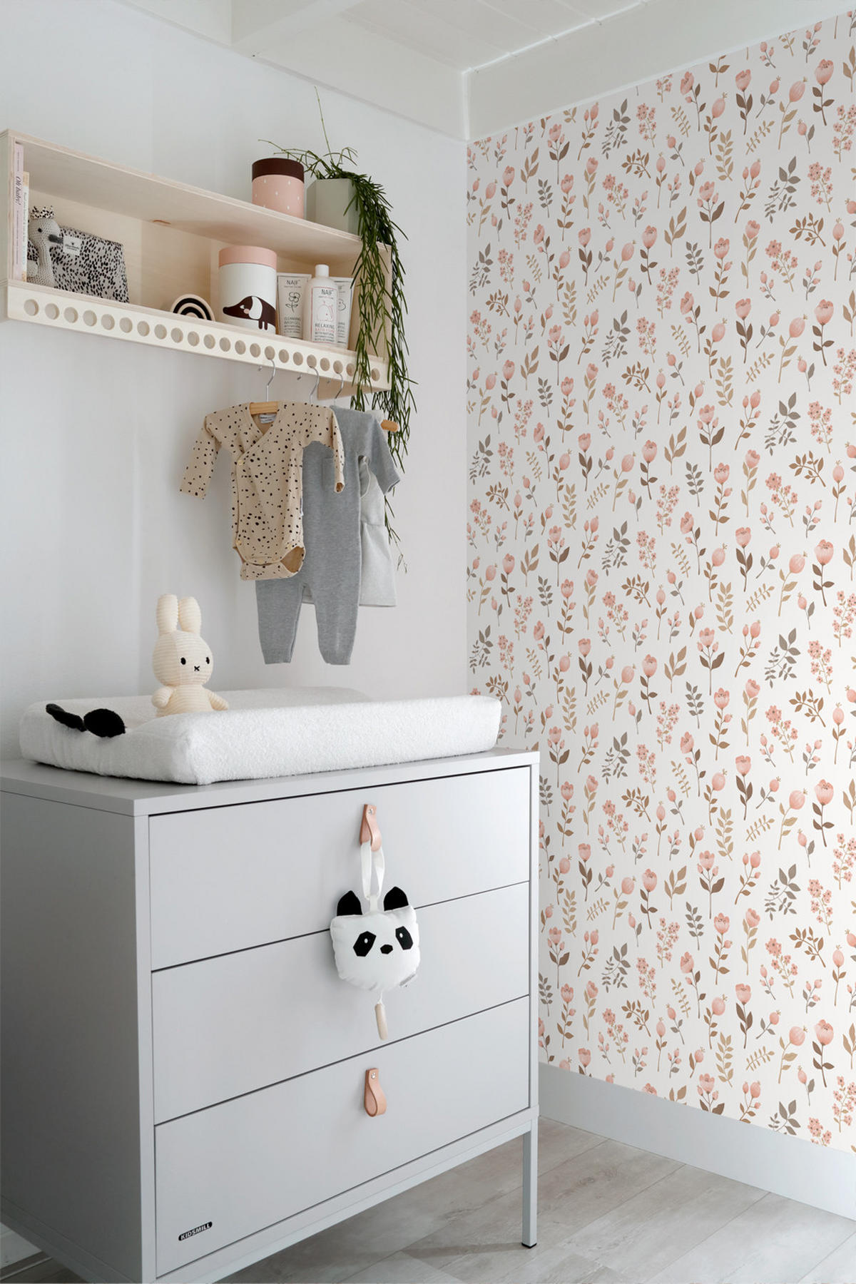 TAPETE Blumen 53 cm x 10.05 m - Weiß, Papier (53/0.1cm) - ESTAhome