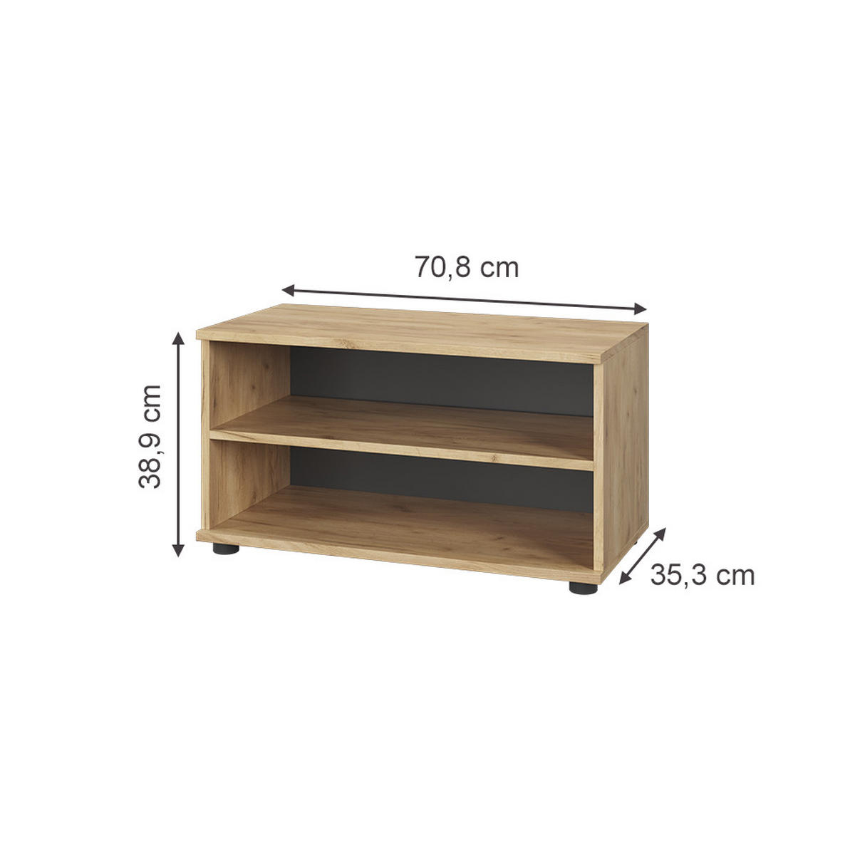 Honigeiche/Anthrazit, Holzwerkstoff (70.8/38.9/35.3cm) - Vicco