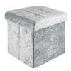 SITZHOCKER Faltbar mit Samtbezug 38/38/38 cm (Blau) - Blau, Karton (38/38/38cm) - Intirilife