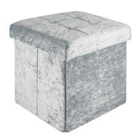 SITZHOCKER Faltbar mit Samtbezug 38/38/38 cm (Blau) - Blau, Karton (38/38/38cm) - Intirilife