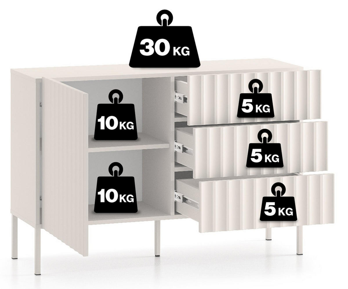 SIDEBOARD Derriva Hellbeige 113 cm - Ecru/Beige, Holzwerkstoff/Metall (113.1/76.7/37.2cm) - Selsey
