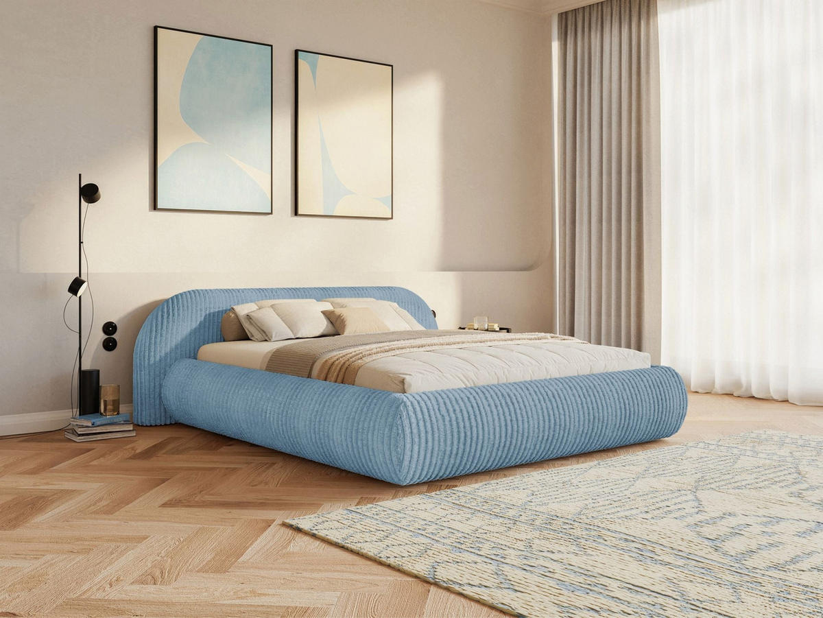 POLSTERBETT Shels Low Blau 140x200 cm - Blau/Schwarz, Kunststoff/Textil (140/200cm) - Selsey