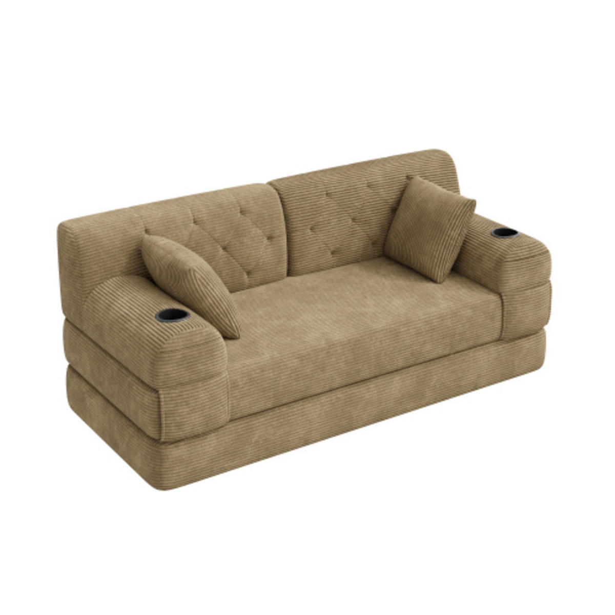SCHLAFSOFA mit Metallrahmen hellbraun 168×80×81 cm aus Cordstoff - Hellbraun, Textil (80/81/168cm) - Luhomfu
