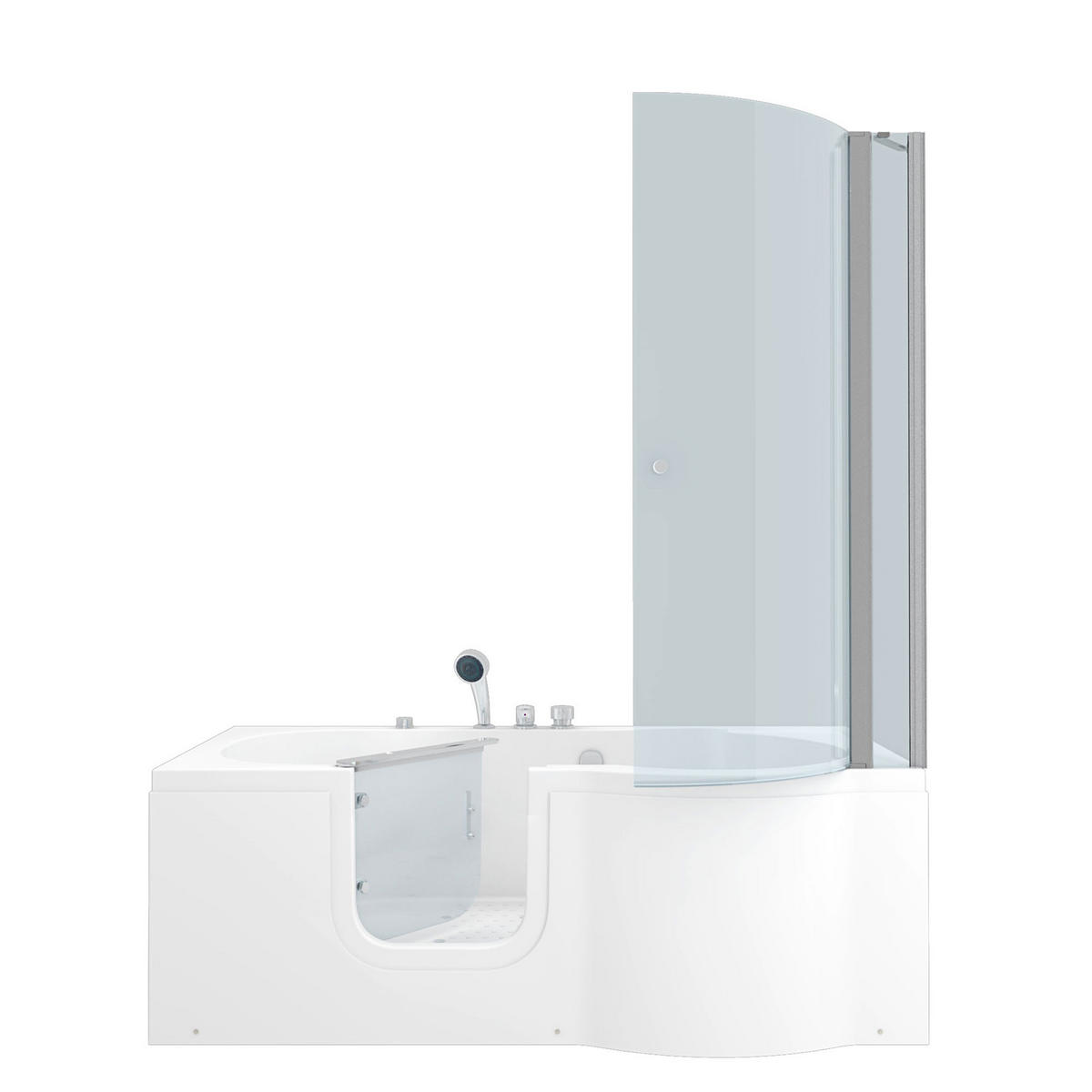 SENIORENDUSCHE Sitzwanne Tür S12D-EH-AIR-L-EC 170x85cm - Weiß, Glas/Kunststoff (85/200/170cm) - AcquaVapore by Sandra Jentho