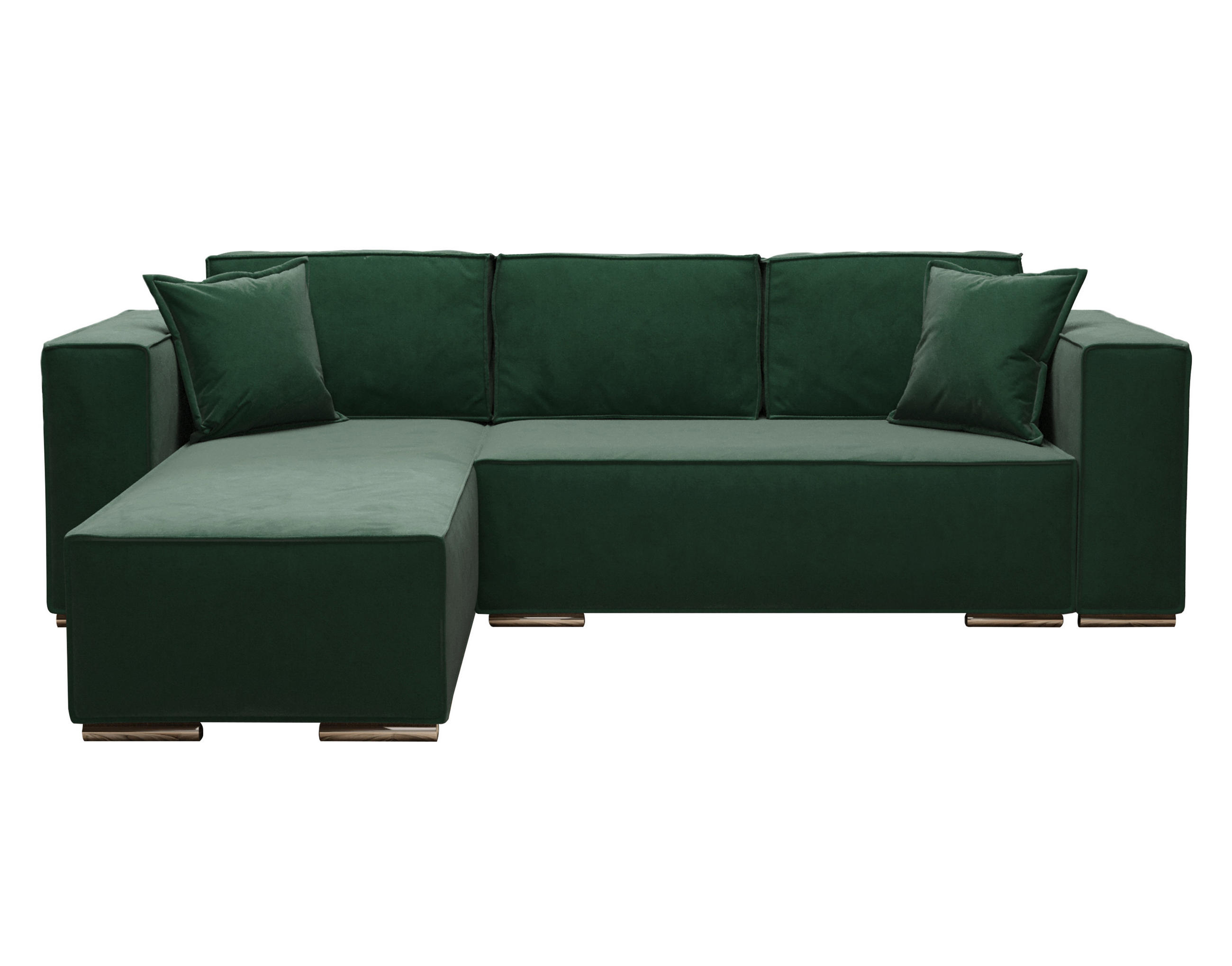 ECKSOFA L Form Vinoria Grün 255/180/82 cm Links mit Schlaffunktion - Chromfarben/Grün, Textil/Metall (180/255cm) - AX Living